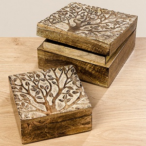 Коробка дерев'яна Дерево мала L = 14см (арт. 1009163)